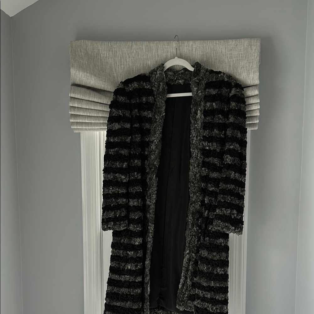 Chloe Women's Black and Gray Striped Coat